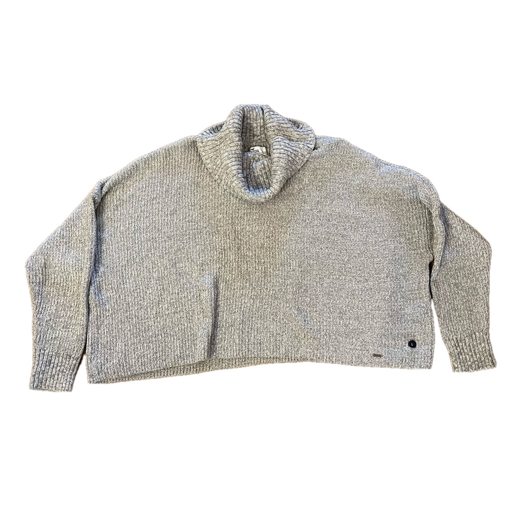NWT Hollister Cozy Gray Cowl Neck Cropped Knit Sweater L